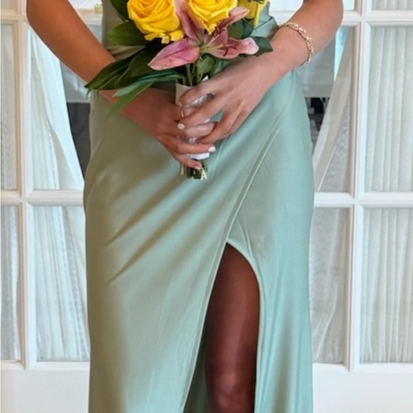 B Darlin Light Green and White Prom Dresses - Picture 2 of 5